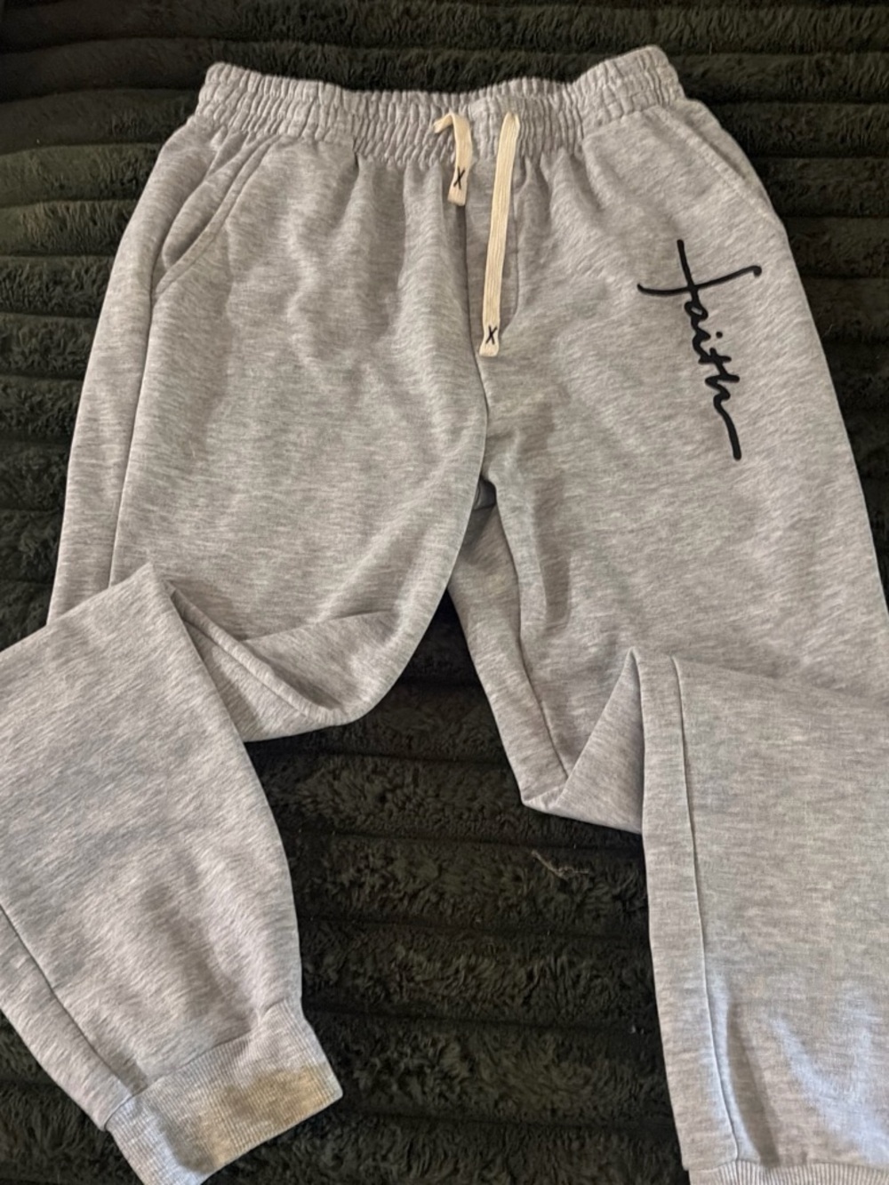 Men's Light Gray Script Sweatpants - Comfortable Fleece Joggers
